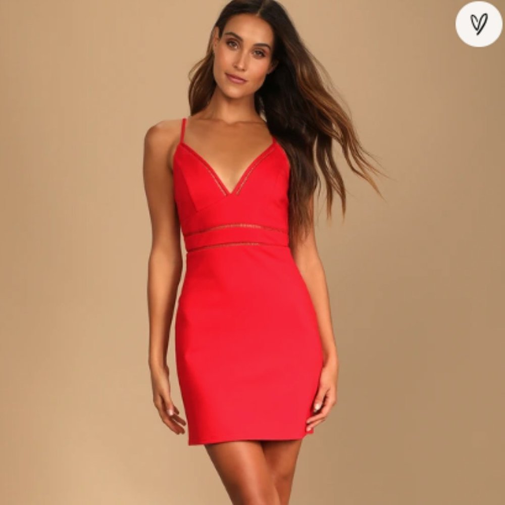 BRAND NEW Red Crochet Bodycon Mini Dress